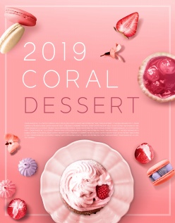 文化美食-粉色冰淇淋甜品海报